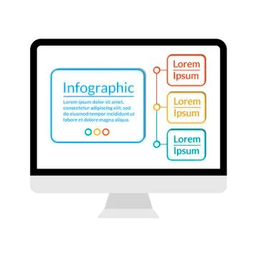 Modern computer display with Infographic data visualization template with 3 Illustrazione stock
