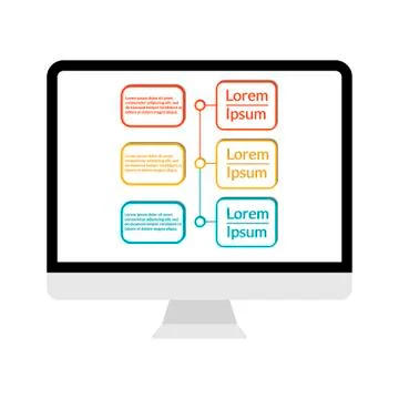 Modern computer display with Infographic data visualization template with 3 스톡 일러스트