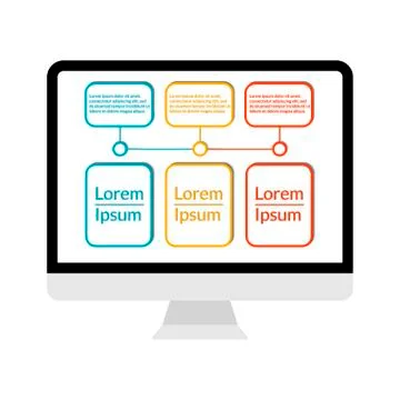 Modern computer display with Infographic data visualization template with 3 Stock Illustration