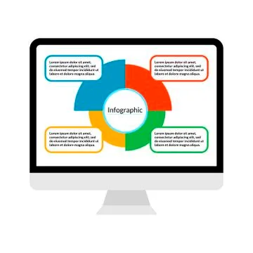 Modern computer display with Infographic diagram data visualization template 스톡 일러스트