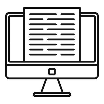 Modern computer editor icon, outline style 库存插图
