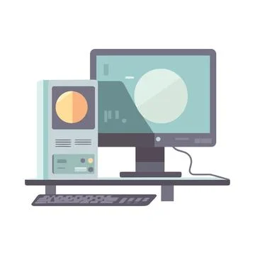 Modern computer equipment and technology Illustrazione stock
