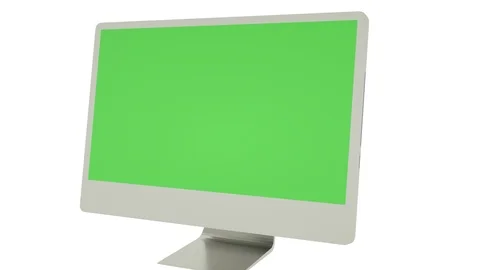 Modern computer with green screen, isolated on white. 3d render Stock Footage 106294873