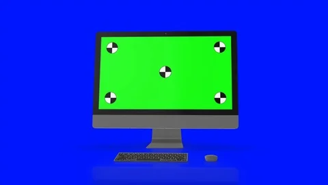 Modern computer with green screen, isola... | Stock Video | Pond5