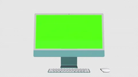 Modern computer with green screen, isolated on black background . 3d render. Stock Footage 283992700