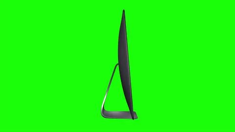 Modern computer with green screen, isolated on green background. 3d render. イラスト素材