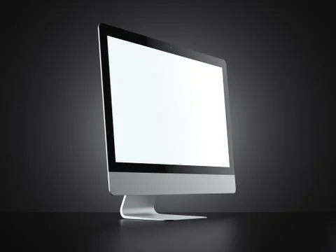 Modern computer isolated on black background. 3d rendering Stock Photos