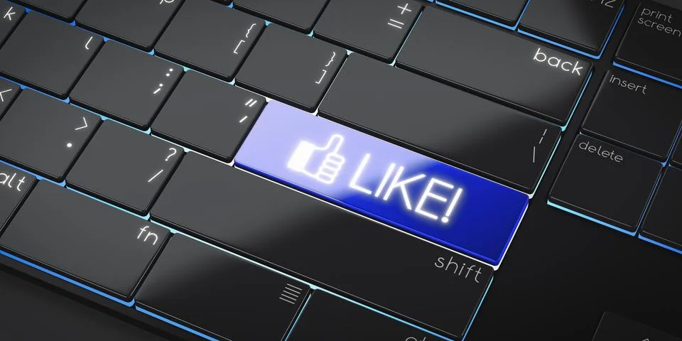 Like - modern computer keyboard - 3D illustration Stock Illustration