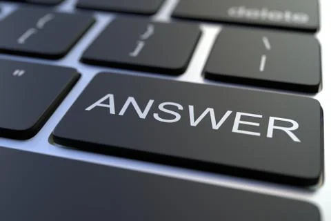Modern computer keyboard with ANSWER button. 3D rendering Illustrazione stock