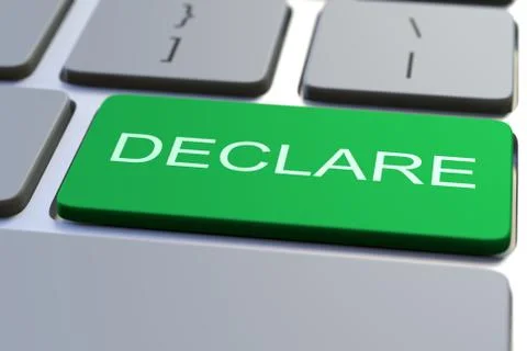 Modern computer keyboard with DECLARE button. 3D rendering Stock Illustration