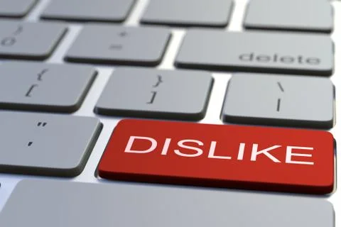 Modern computer keyboard with DISLIKE button. 3D rendering Stock Illustration