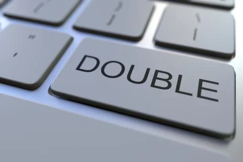 Modern computer keyboard with DOUBLE button. 3D rendering Stock Illustration
