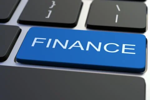 Modern computer keyboard with FINANCE button. 3D rendering Stock Illustration