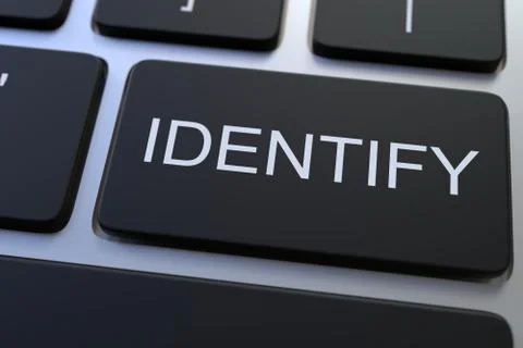 Modern computer keyboard with IDENTIFY button. 3D rendering Illustrazione stock