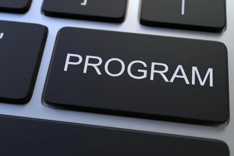 Modern computer keyboard with PROGRAM button. 3D rendering Stock Illustration