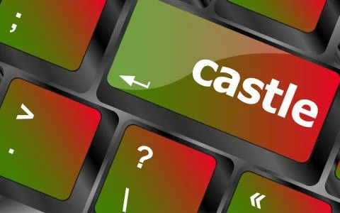 Modern computer keyboards enter keys with castle word Illustrazione stock