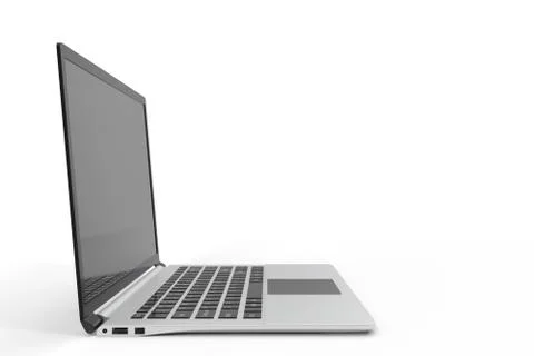 Modern computer, laptop blank mockup. Glossy laptop computer mock-up, 3D Stock Illustration