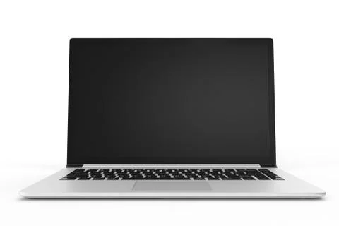 Modern computer, laptop blank mockup. Glossy laptop computer mock-up, 3D Stock Illustration