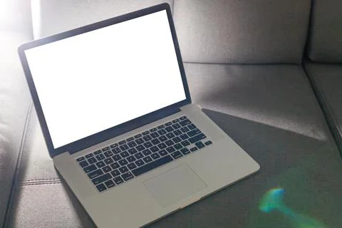 Modern computer, laptop with blank screen Stock Photos