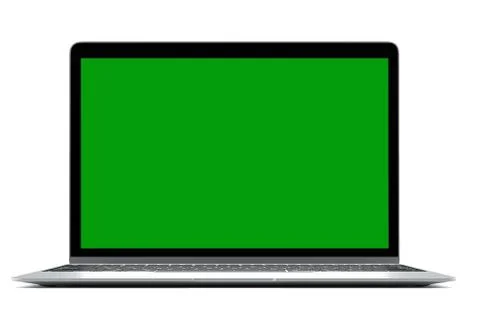 Modern computer laptop isolated on white background with green screen for mockup Ilustración de archivo