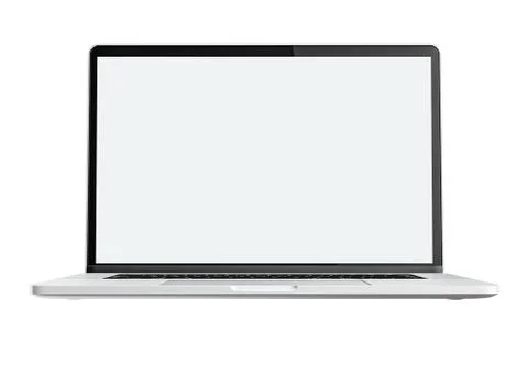 Modern computer laptop isolated on white background with blank screen for mockup Stock Illustration