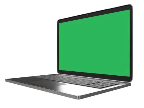 Modern computer laptop isolated on white background with blank screen for mockup Illustrazione stock