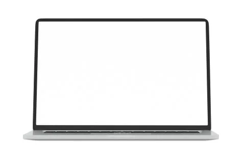 Modern computer laptop Open white screen isolated with clipping mask on white Stock Illustration