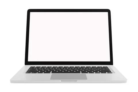 Modern computer laptop Open white screen isolated with clipping mask on white Stock Illustration