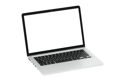 Modern computer laptop Open white screen isolated with clipping mask on white Stock Illustration