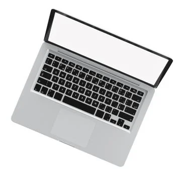Modern computer laptop Open white screen isolated with clipping mask on white Illustrazione stock