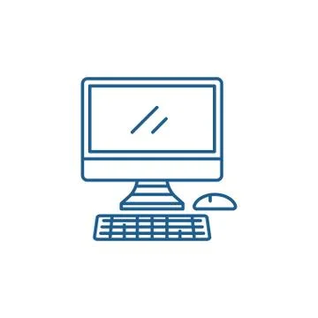 Modern computer line icon concept. Modern computer flat vector symbol, sign 库存插图