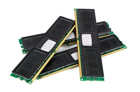 Modern computer memory modules with black radiator Stock Photos