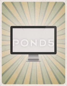 Modern computer monitor on retro background Stock Illustration