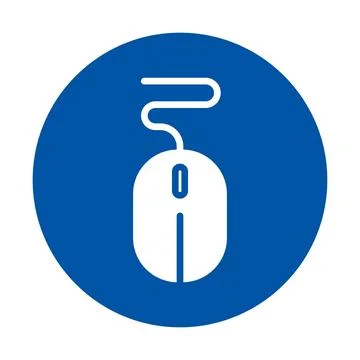 Modern Computer Mouse Icon on Blue Background for Digital Technology Concept Stock Illustration