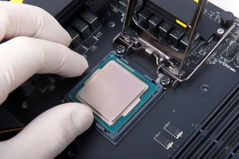 Modern computer processor and motherboard 写真素材