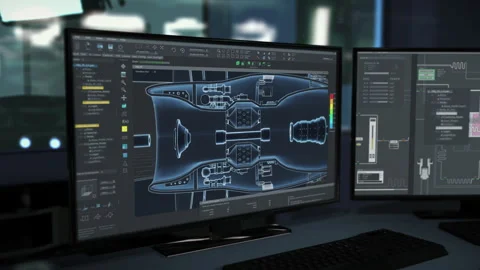 Modern computer program used for development of a heavy turbine prototype Stock Footage 280197753