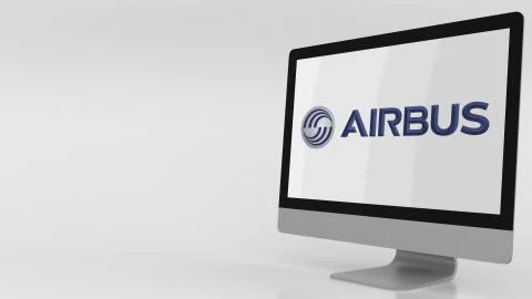 Modern computer screen with Airbus logo. Editorial 3D rendering Stock Illustration