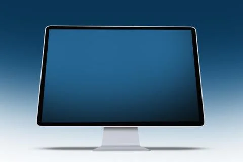 Modern computer screen on blue background - illustration. computers technolog イラスト素材