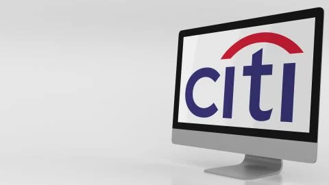 Modern computer screen with Citi logo. Editorial 3D rendering Stock Illustration