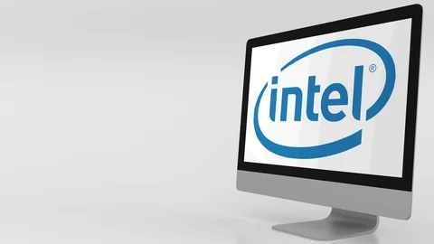 Modern computer screen with Intel logo. ... | Stock Video | Pond5