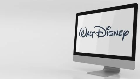 Modern computer screen with Walt Disney logo. Editorial 3D rendering イラスト素材