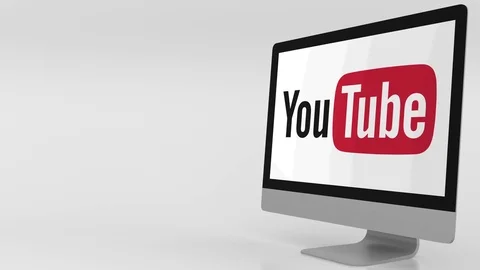 Modern computer screen with Youtube logo... | Stock Video | Pond5