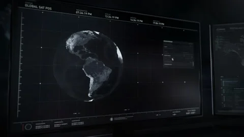 Modern computer search system has identified target networks on the global map Stock Footage 198880954