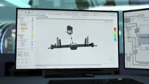 Modern computer software deals with the machine part engineering process Stock Footage 248839837