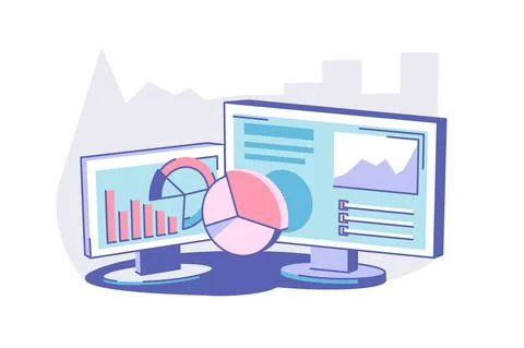 Modern computer on table Stock Illustration