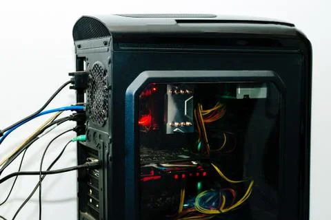 Modern Computer Technology CPU Black Box with motherboard Stock Photos