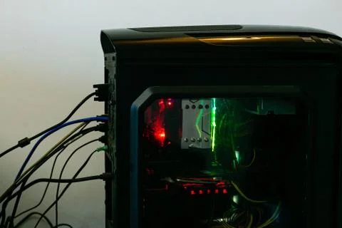 Modern Computer Technology CPU Black Box with motherboard Stock Photos