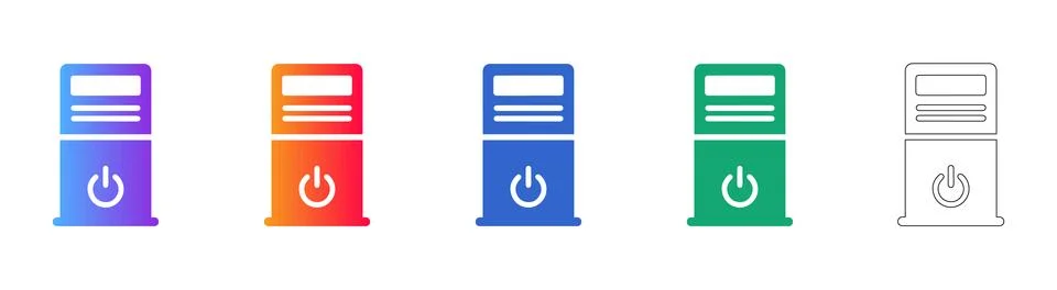 Modern Computer Tower Icons Stockillustratie