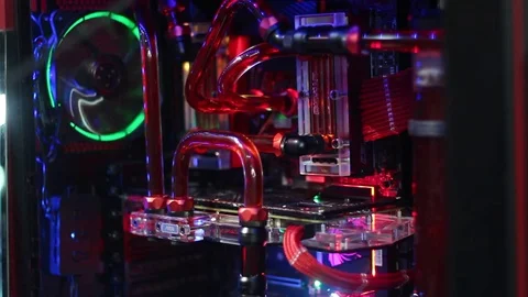 Modern computer with water cooling Stock Footage 73267570
