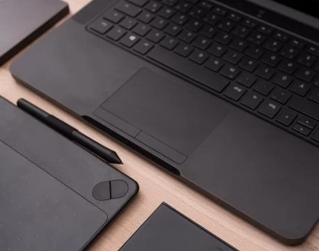 Modern computer workstation. 库存照片